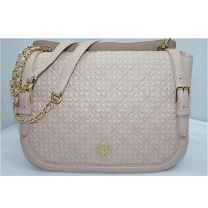 Tory Burch Beige Quilted Shoulder Bag Leather Crossbody Tori Handbag New